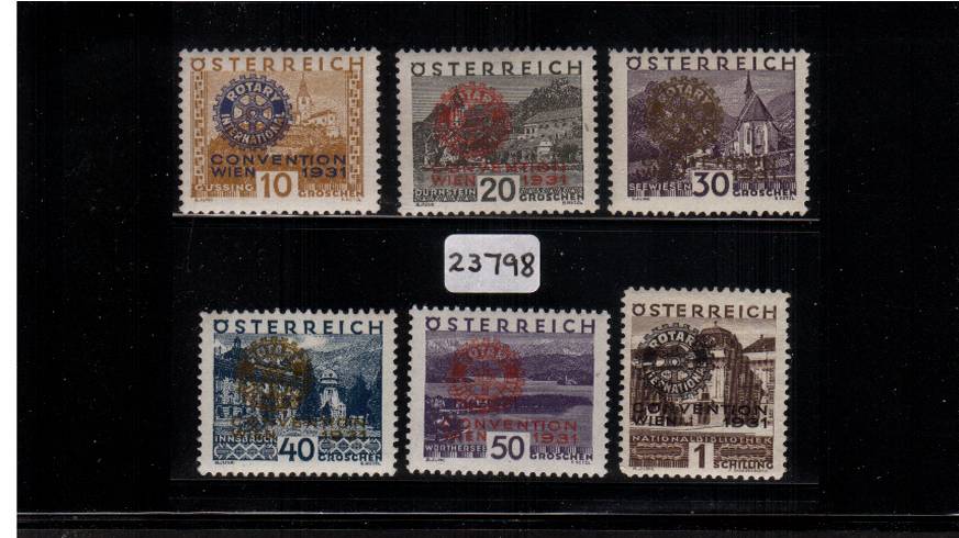 Rotary Congress<br/>
A superb unmounted mint set of six with the benefit of a BRANDON certificate stating ''genuine''.<br/>A rare and difficult set to find unmounted!
