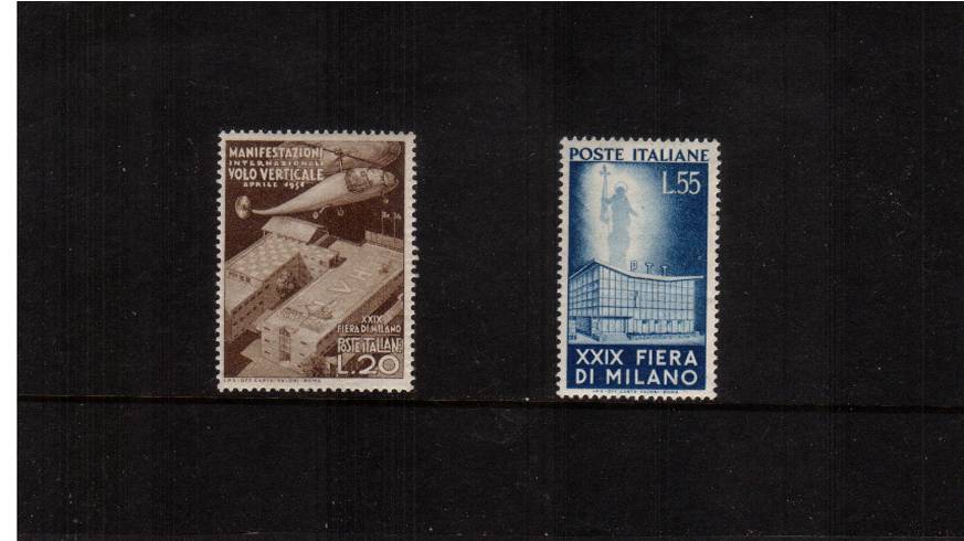 29th Milan Fair<br/>A fine lightly mounted mint set of two with one showing a helicopter. SG Car 166