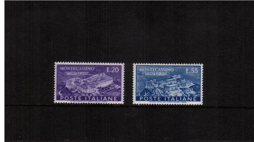 Restoration of Montecassino Abbey<br/>A superb unmounted mint set of two. SG Cat 143