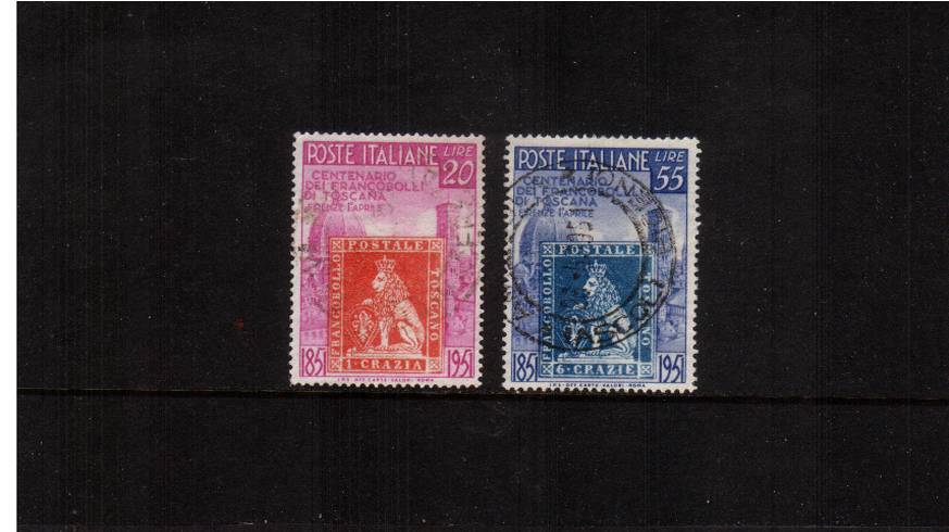Centenary of First Tuscan Stamp<br/>A superb fine used set of two. SG Cat �