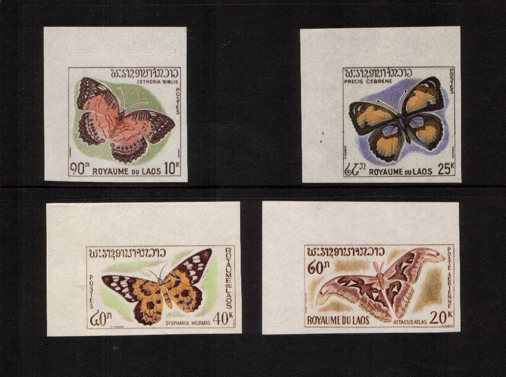 Butterflies and Moths<br/>
Complete set of four top left corner of sheet <br/>IMPERFORATE PLATE PROOFS superb unmounted mint.